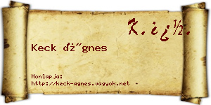 Keck Ágnes névjegykártya